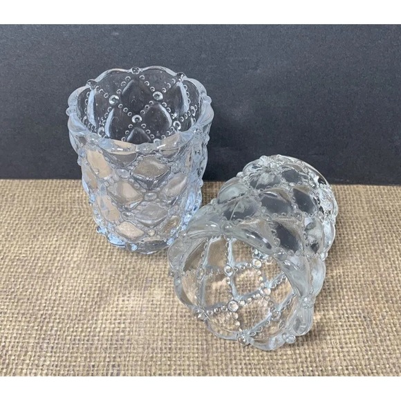Set of 2 Clear Glass Candle Holders Votive Tea Lights Bubble Home Interiors Vtg - Picture 1 of 6